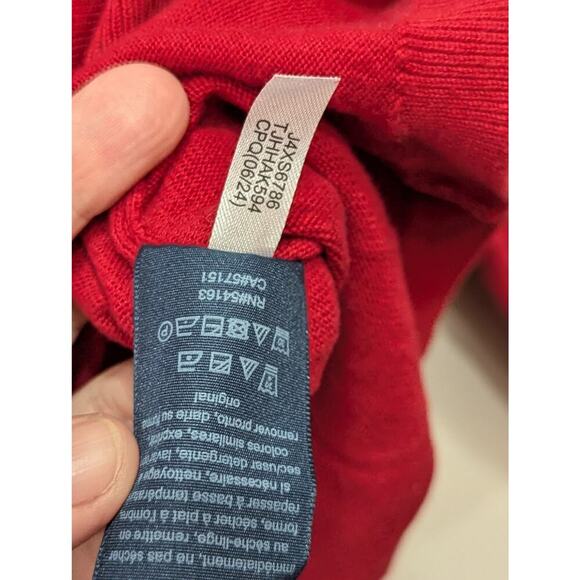 Red knit Tommy Hillfiger sweater with ornament detailing size approx Medium - Picture 4 of 8